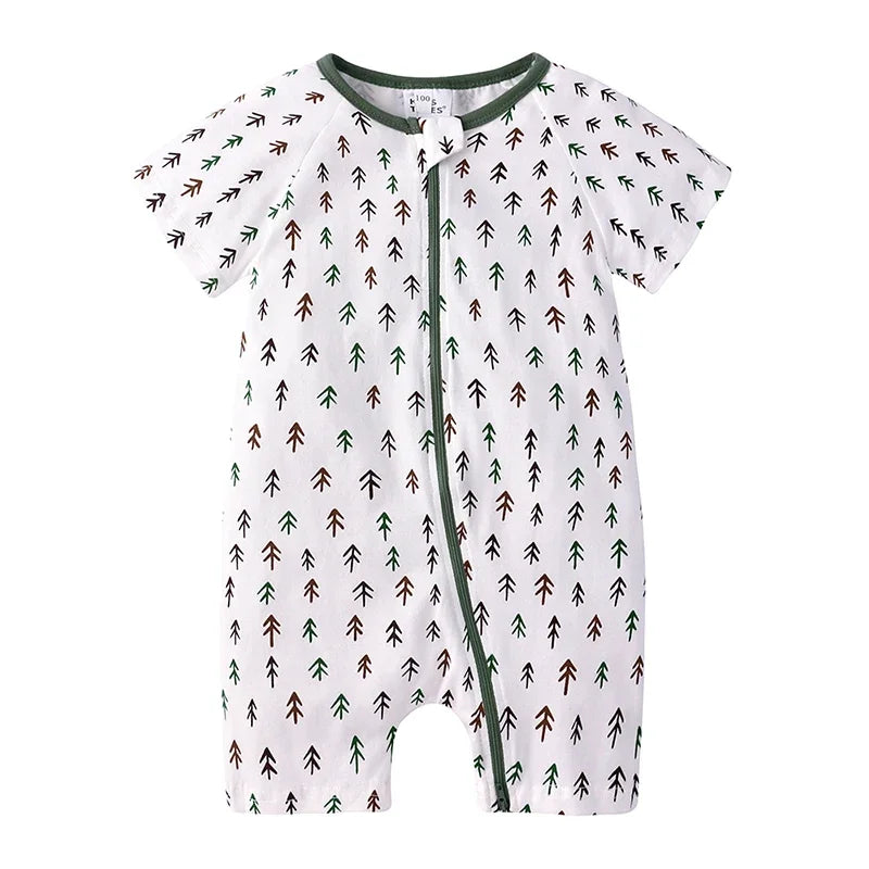Summer Newborn Baby Cotton Bodysuits Infant Boy Girl Print Romper Fashion Short Sleeve Toddler Jumpsuit Soft Skin-friendly Thih