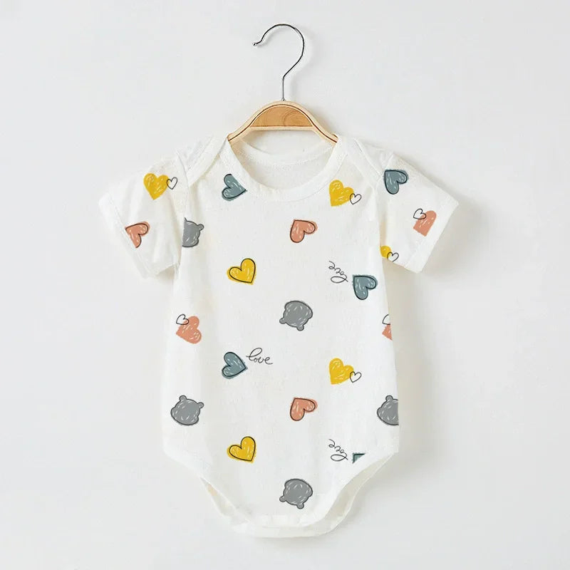 Unisex Baby Rompers Cartoon Mickey Short Sleeve Jumpsuits 0-12 Months Comfortable Cotton Romper for Baby Boys Or Girls