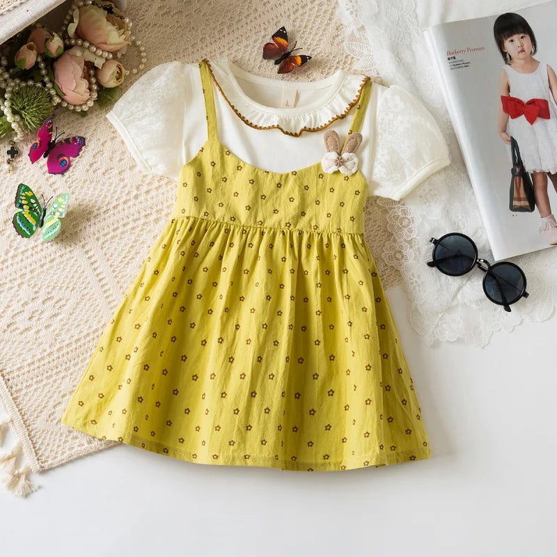 Baby Girl Dress Summer Full Print Flower Cotton Short Sleeved Girl Dress Cute Girl Princess Dress Baby Clothes Girl 