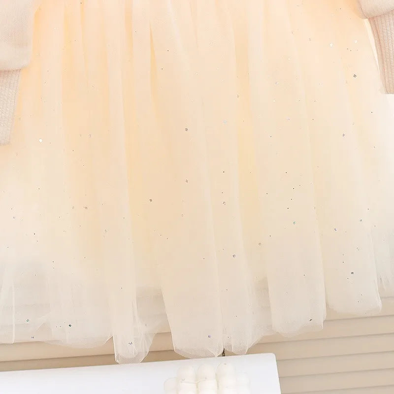 Spring And Autumn New Princess Style Baby Girl Dress, Sweet Bow Children'S Long Sleeve Clothes For Babies Aged 0-3 Years
