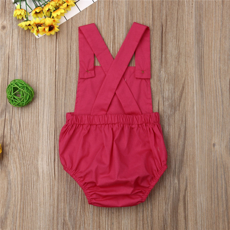 0-36m Unisex Baby Cotton Romper Sleeveless Suspender Solid Stripe Boys Jumpsuits With Button Casual Playsuits For Newborn Girls