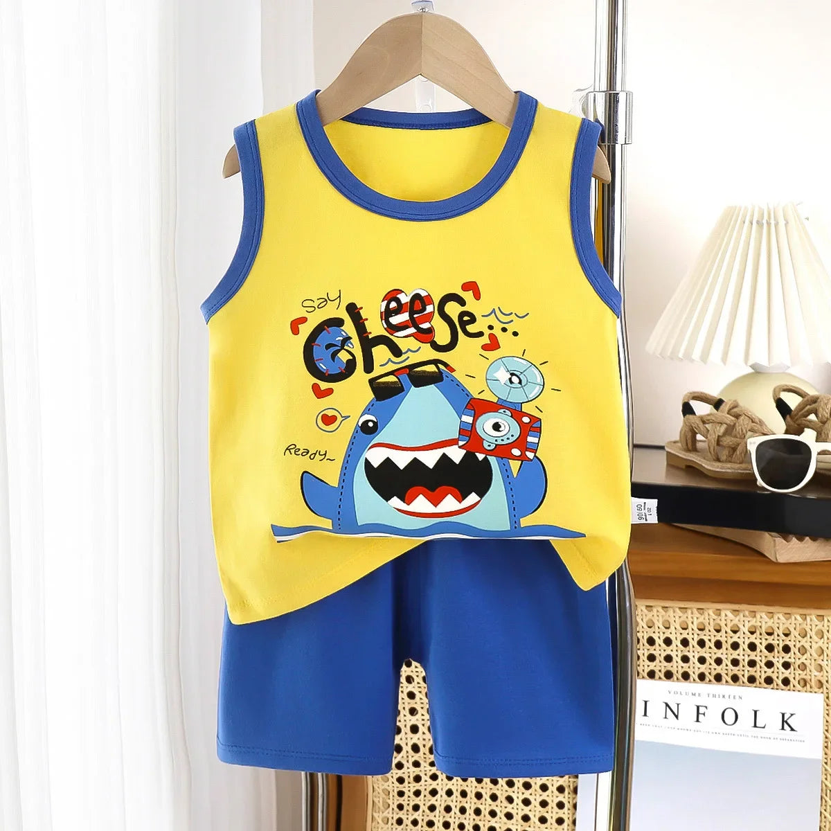 2PCS Cotton T-shirts Shorts Tank Top Boys Girls Sleeveless Children Sets Kids Clothes Vest Suit Summer Children Clothing Baby