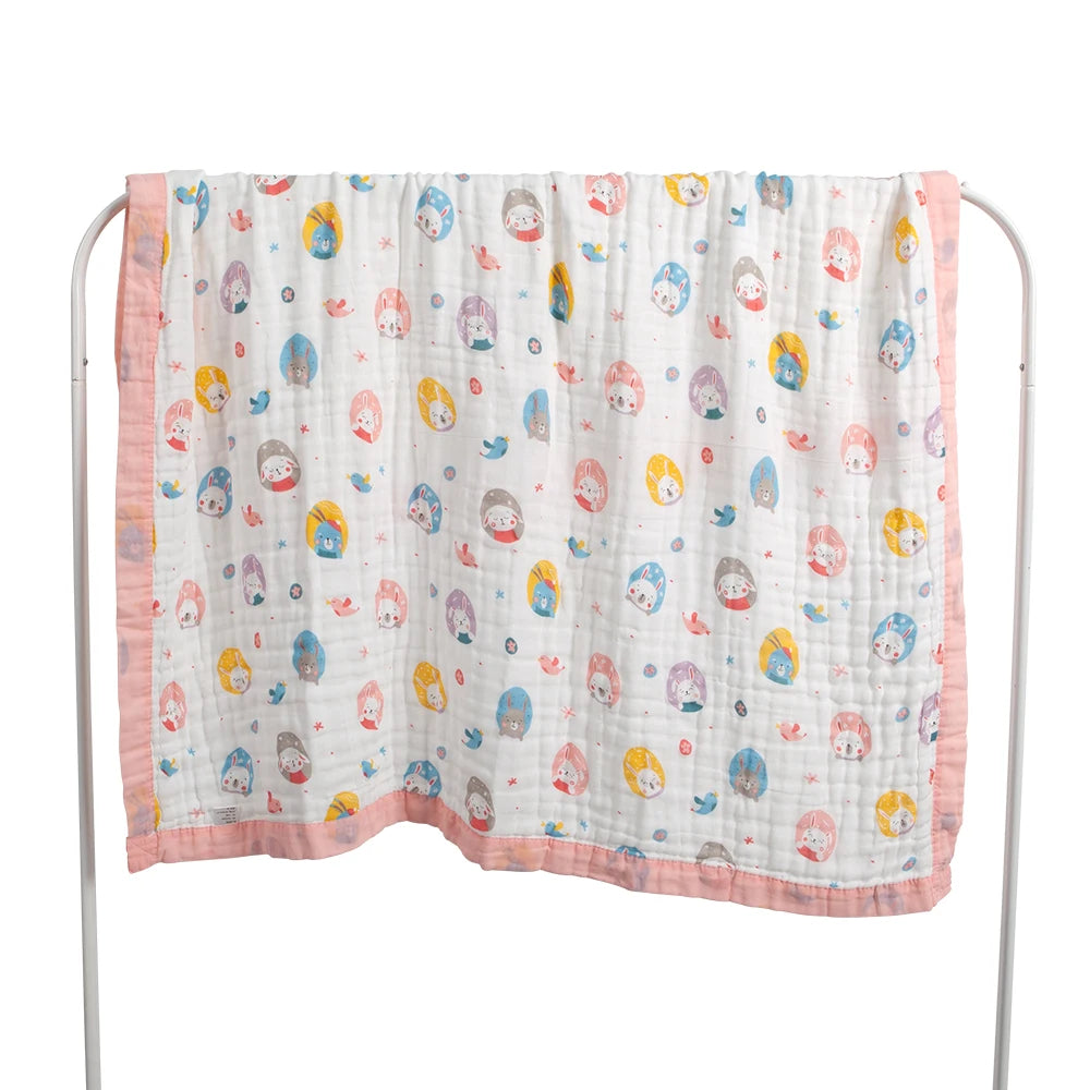 6 Layers Gauze Bath Towel Baby Blanket 110*110Cm Soft Breathable Muslin Cotton Absorbent Towel Infant Wrap Newborn Swaddle