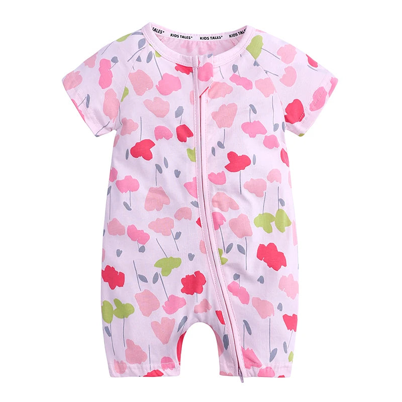 Summer Newborn Baby Cotton Bodysuits Infant Boy Girl Print Romper Fashion Short Sleeve Toddler Jumpsuit Soft Skin-friendly Thih