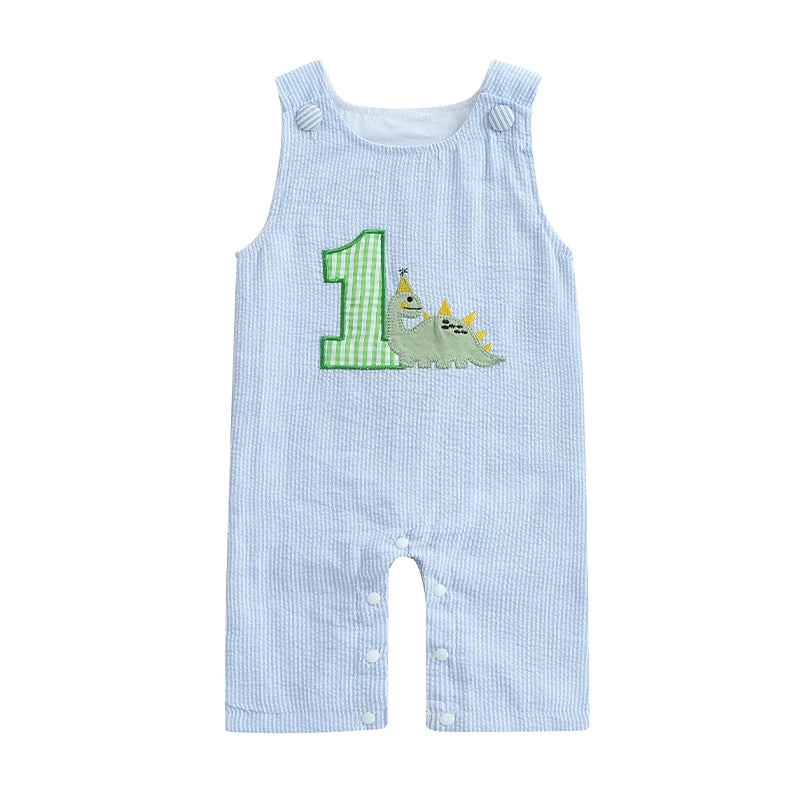Baby Boys Birthday Jumpsuits Toddler Sleeveless Round Neck Cupcake Embroidery Loose Rompers Newborn Playsuits Summer Clothes