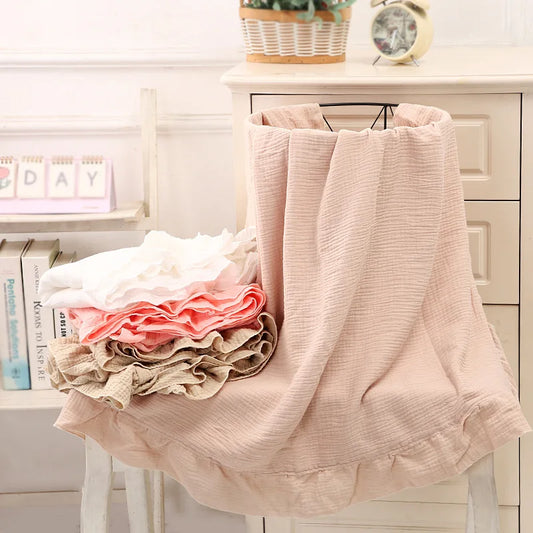 Organic Cotton Baby Blankets Newborn Muslin Swaddle Baby Wrap Gauze Ruffle Blanket Bedding Items Babies Accessories