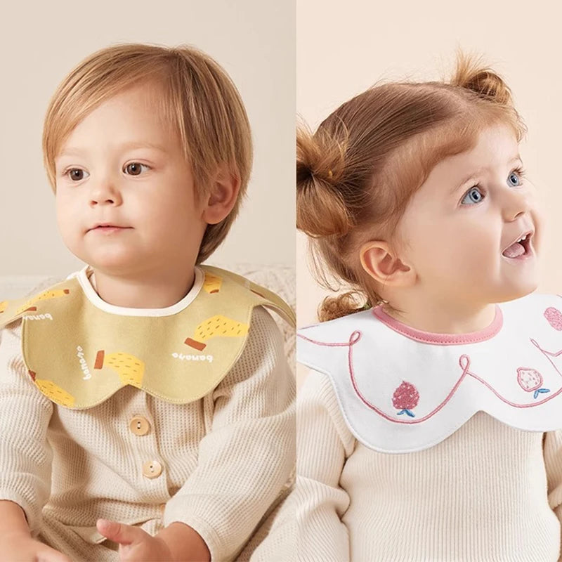 3Pcs Waterproof Bibs for Infants Embroidered Pattern Baby Bibs Comfortable Newborns Bibs Comfortable Cotton Bibs Gift