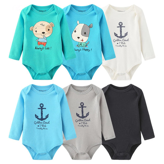 Newborn Fall Clothes Baby Boy Jumpsuit Cartoon Print Infant Bodysuit 0-24 Months Girl Toddler Romper Wholesale Cheap Stuff
