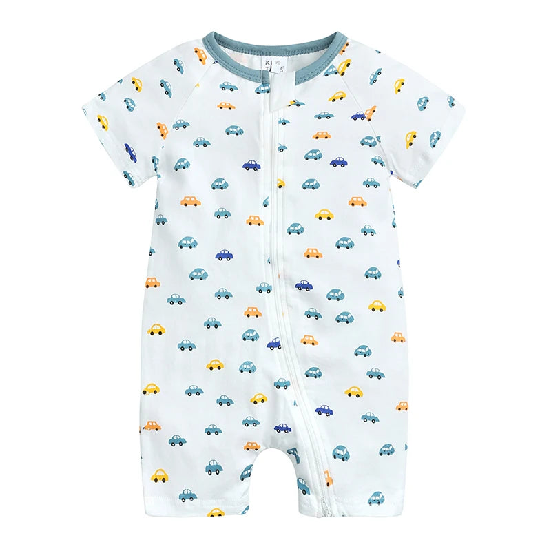 Summer Newborn Baby Cotton Bodysuits Infant Boy Girl Print Romper Fashion Short Sleeve Toddler Jumpsuit Soft Skin-friendly Thih