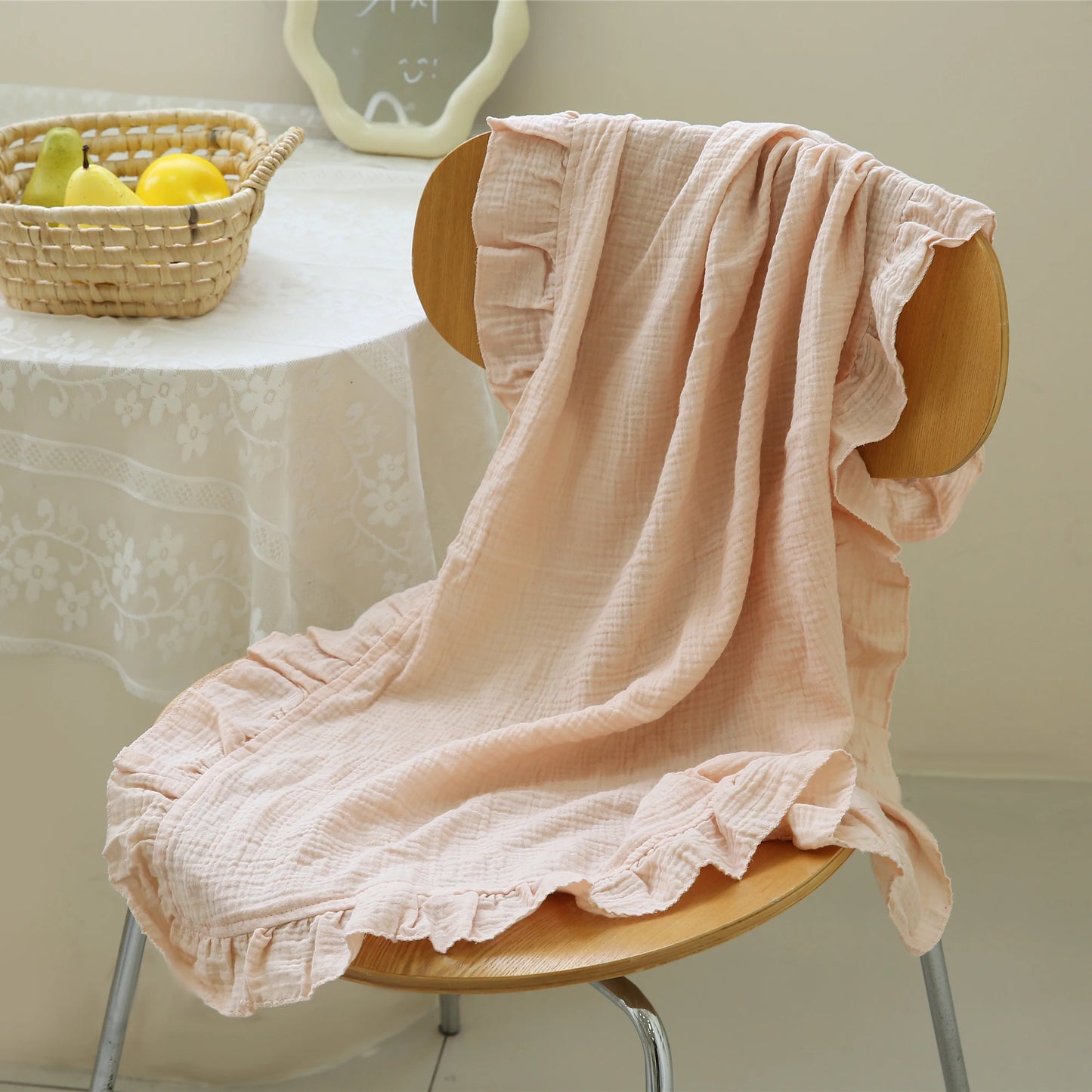 Organic Cotton Baby Blankets Newborn Muslin Swaddle Baby Wrap Gauze Ruffle Blanket Bedding Items Babies Accessories