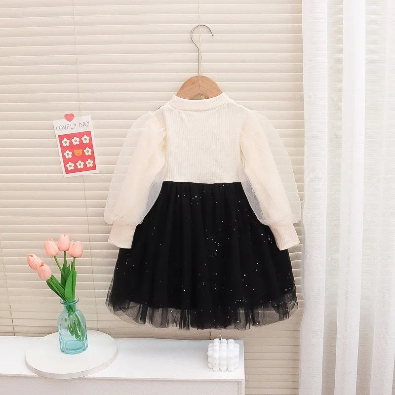 Spring And Autumn New Princess Style Baby Girl Dress, Sweet Bow Children'S Long Sleeve Clothes For Babies Aged 0-3 Years