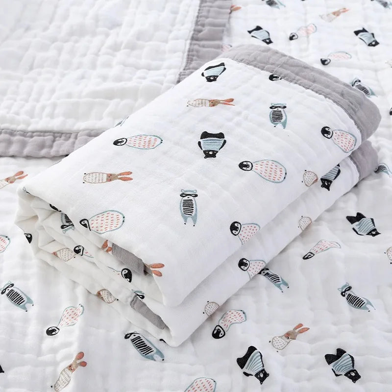 6 Layers Gauze Bath Towel Baby Blanket 110*110Cm Soft Breathable Muslin Cotton Absorbent Towel Infant Wrap Newborn Swaddle
