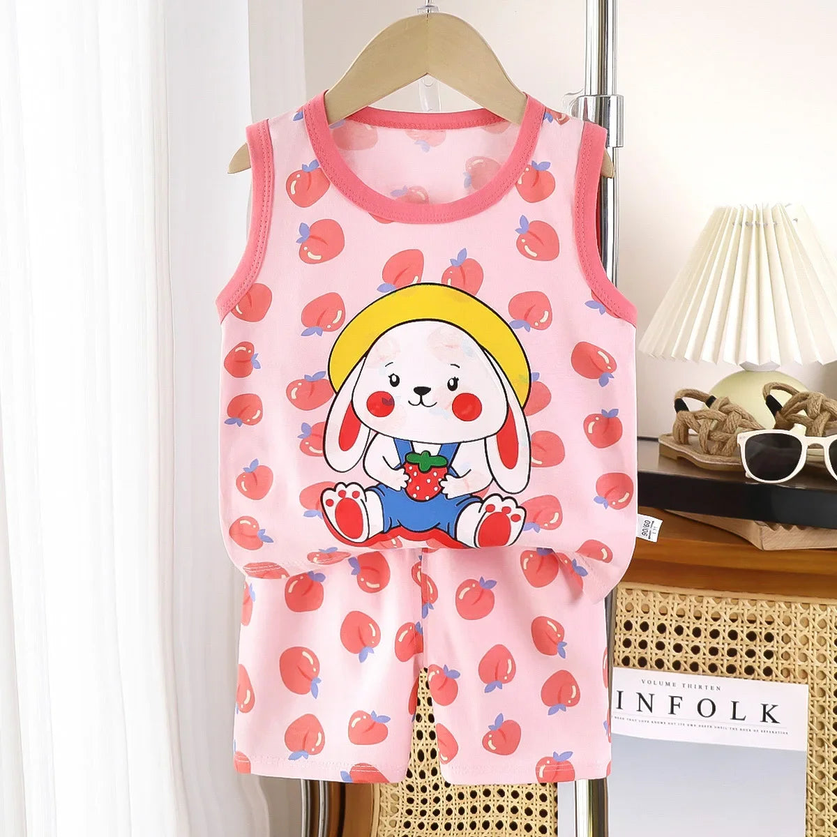2PCS Cotton T-shirts Shorts Tank Top Boys Girls Sleeveless Children Sets Kids Clothes Vest Suit Summer Children Clothing Baby