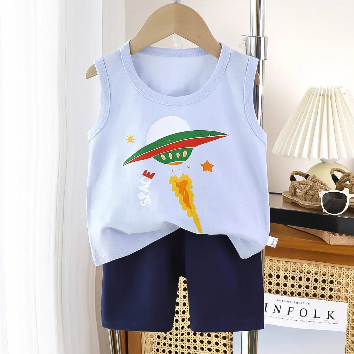 2PCS Cotton T-shirts Shorts Tank Top Boys Girls Sleeveless Children Sets Kids Clothes Vest Suit Summer Children Clothing Baby