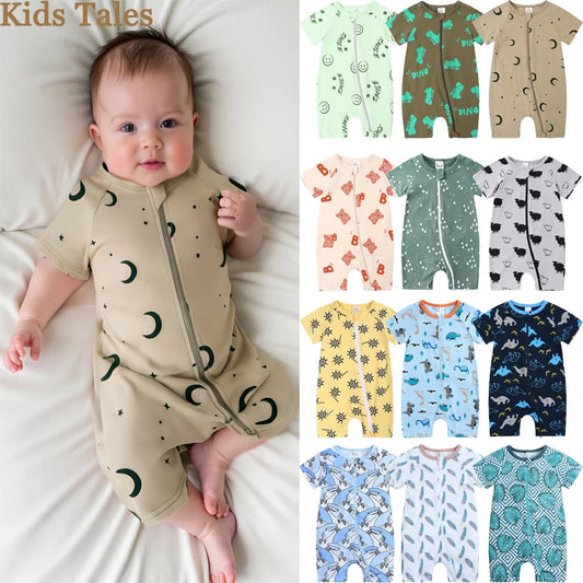 Summer Newborn Baby Cotton Bodysuits Infant Boy Girl Print Romper Fashion Short Sleeve Toddler Jumpsuit Soft Skin-friendly Thih