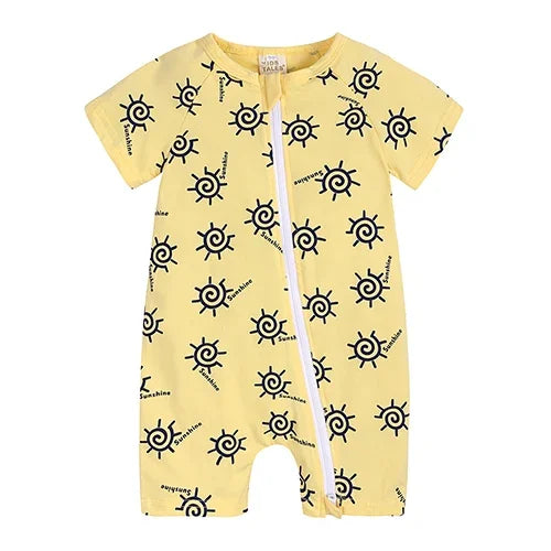 Summer Newborn Baby Cotton Bodysuits Infant Boy Girl Print Romper Fashion Short Sleeve Toddler Jumpsuit Soft Skin-friendly Thih