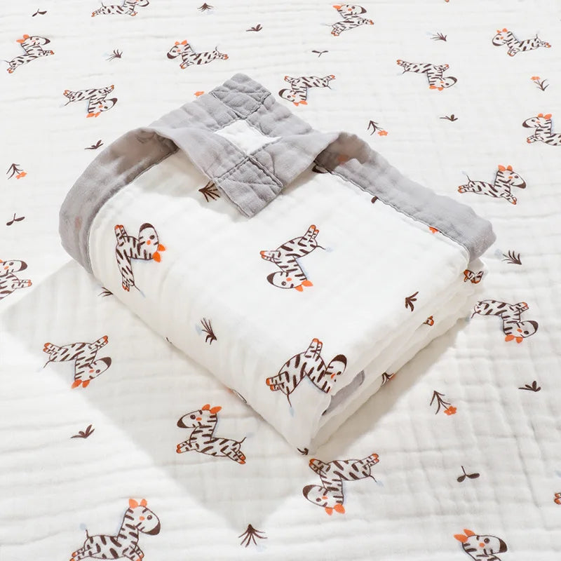 6 Layers Gauze Bath Towel Baby Blanket 110*110Cm Soft Breathable Muslin Cotton Absorbent Towel Infant Wrap Newborn Swaddle
