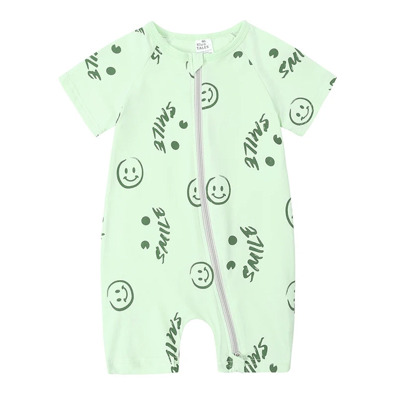 Summer Newborn Baby Cotton Bodysuits Infant Boy Girl Print Romper Fashion Short Sleeve Toddler Jumpsuit Soft Skin-friendly Thih