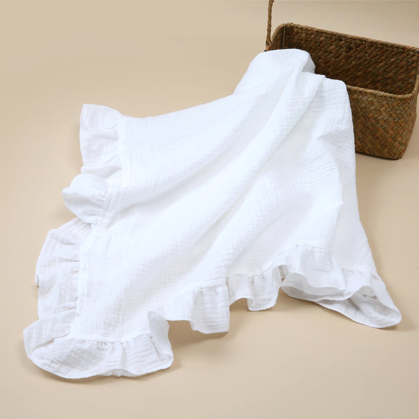 Organic Cotton Baby Blankets Newborn Muslin Swaddle Baby Wrap Gauze Ruffle Blanket Bedding Items Babies Accessories