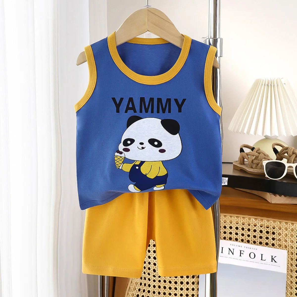 2PCS Cotton T-shirts Shorts Tank Top Boys Girls Sleeveless Children Sets Kids Clothes Vest Suit Summer Children Clothing Baby
