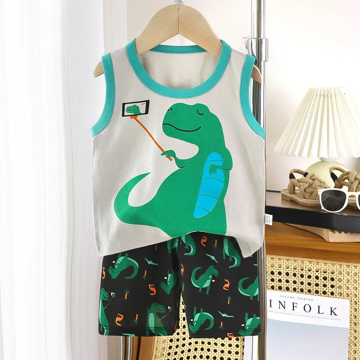 2PCS Cotton T-shirts Shorts Tank Top Boys Girls Sleeveless Children Sets Kids Clothes Vest Suit Summer Children Clothing Baby