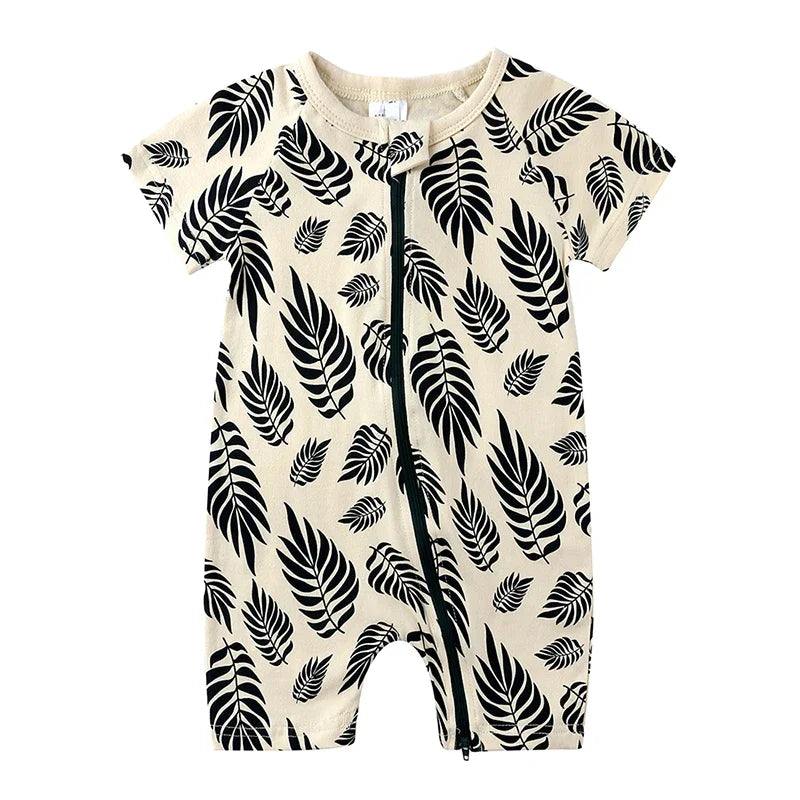 Summer Newborn Baby Cotton Bodysuits Infant Boy Girl Print Romper Fashion Short Sleeve Toddler Jumpsuit Soft Skin-friendly Thih