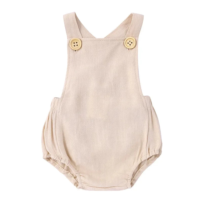 2026 Summer Newborn Baby Boys Girls Rompers Jumpsuit Overalls for Kids Cotton Linen Sleeveless Infant Baby Clothing