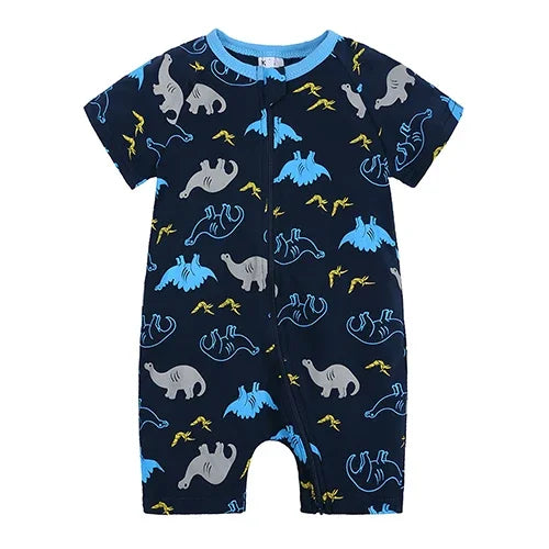 Summer Newborn Baby Cotton Bodysuits Infant Boy Girl Print Romper Fashion Short Sleeve Toddler Jumpsuit Soft Skin-friendly Thih