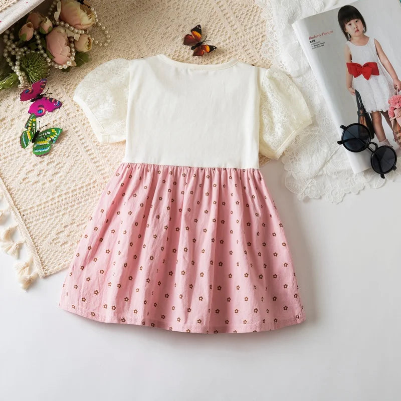 Baby Girl Dress Summer Full Print Flower Cotton Short Sleeved Girl Dress Cute Girl Princess Dress Baby Clothes Girl ﻿