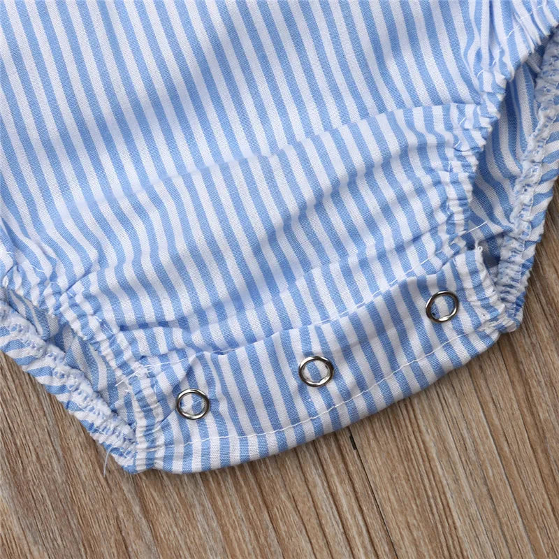 0-36m Unisex Baby Cotton Romper Sleeveless Suspender Solid Stripe Boys Jumpsuits With Button Casual Playsuits For Newborn Girls