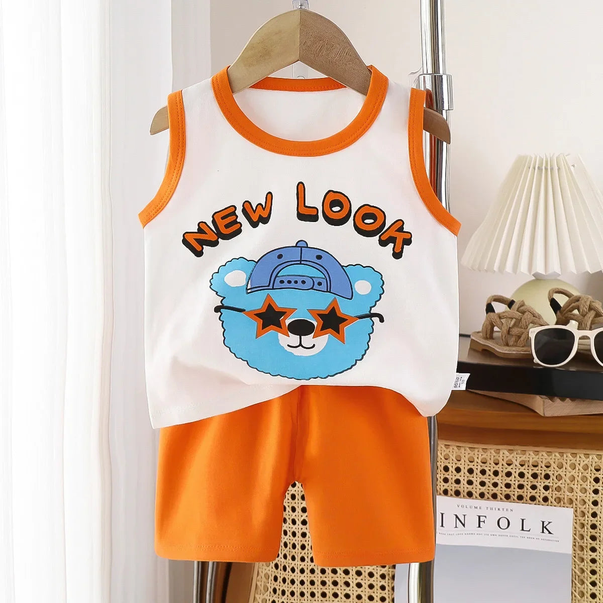 2PCS Cotton T-shirts Shorts Tank Top Boys Girls Sleeveless Children Sets Kids Clothes Vest Suit Summer Children Clothing Baby