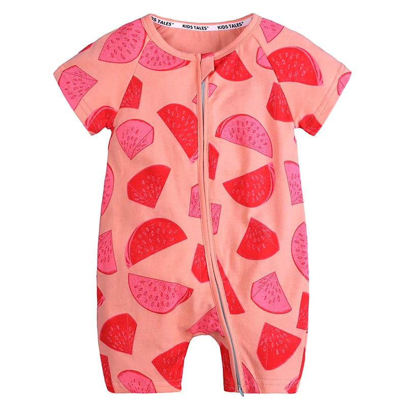 Summer Newborn Baby Cotton Bodysuits Infant Boy Girl Print Romper Fashion Short Sleeve Toddler Jumpsuit Soft Skin-friendly Thih
