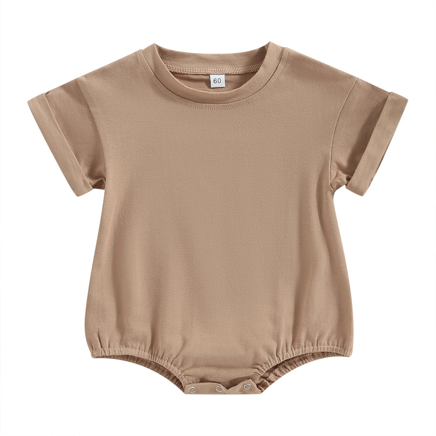 Citgeett Summer Infant Baby Boys Girls Bodysuit Short Sleeve Solid Color Jumpsuit Solid Casual Clothes
