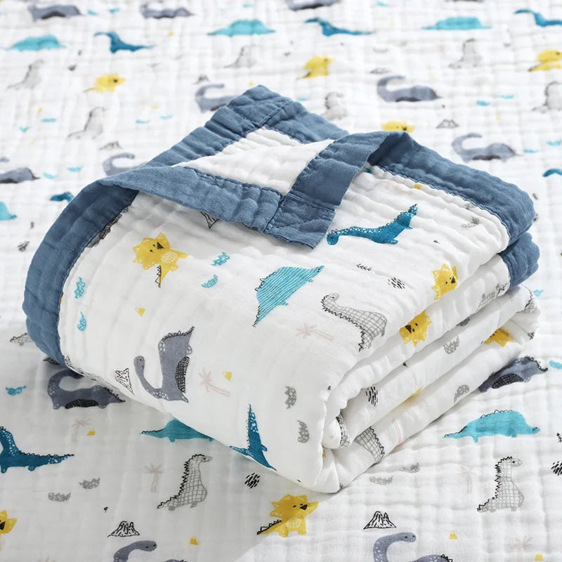 6 Layers Gauze Bath Towel Baby Blanket 110*110Cm Soft Breathable Muslin Cotton Absorbent Towel Infant Wrap Newborn Swaddle