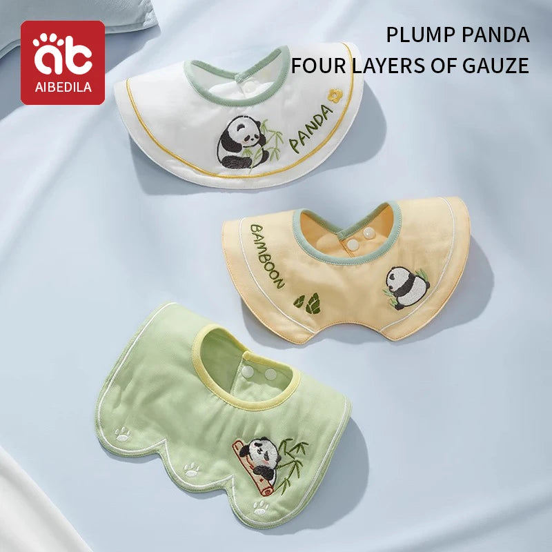3pcs New Cotton Baby Bib Embroidery Bib Baby Drool Towel Boys and Girls Drool Pocket Waterproof Baby