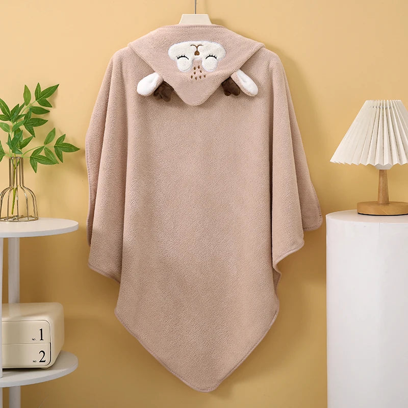 Baby Animal-Shaped Bathrobe, Quick-Absorbing Soft Hooded Bath Towel, Baby Wrap Blanket, Suitable for Bathroom, Beach, and Multiple Bathing Scenarios, a Holiday Gift for Children