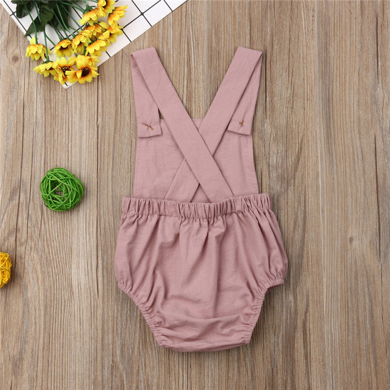 0-36m Unisex Baby Cotton Romper Sleeveless Suspender Solid Stripe Boys Jumpsuits With Button Casual Playsuits For Newborn Girls
