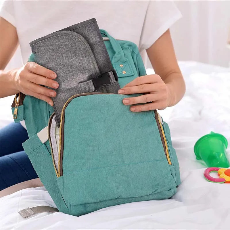 Portable Diaper Changing Pad with Built-in Head Cushion,Youngsters Waterproof Changing Pad Mat with Smart Wipes Pocket