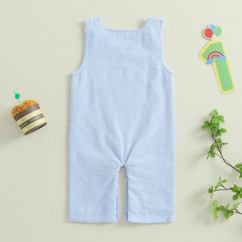 Baby Boys Birthday Jumpsuits Toddler Sleeveless Round Neck Cupcake Embroidery Loose Rompers Newborn Playsuits Summer Clothes