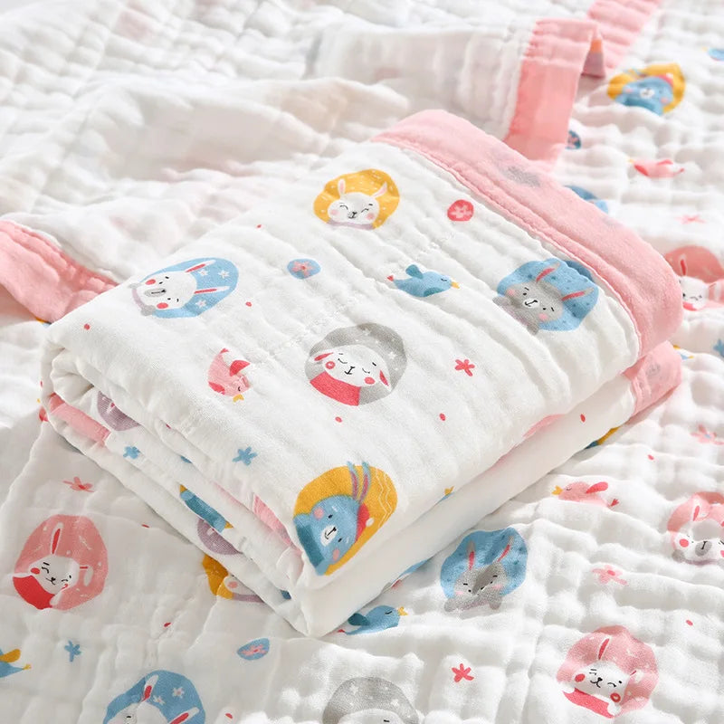 6 Layers Gauze Bath Towel Baby Blanket 110*110Cm Soft Breathable Muslin Cotton Absorbent Towel Infant Wrap Newborn Swaddle