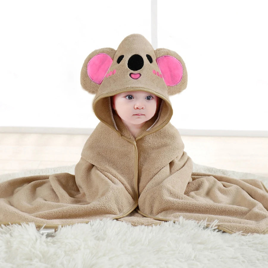 Baby Animal-Shaped Bathrobe, Quick-Absorbing Soft Hooded Bath Towel, Baby Wrap Blanket, Suitable for Bathroom, Beach, and Multiple Bathing Scenarios, a Holiday Gift for Children