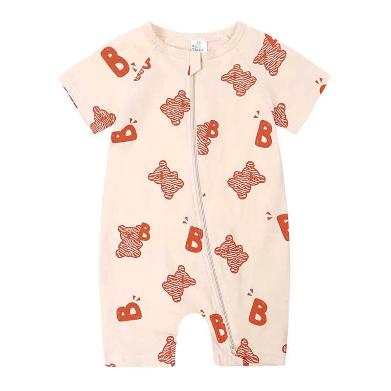 Summer Newborn Baby Cotton Bodysuits Infant Boy Girl Print Romper Fashion Short Sleeve Toddler Jumpsuit Soft Skin-friendly Thih