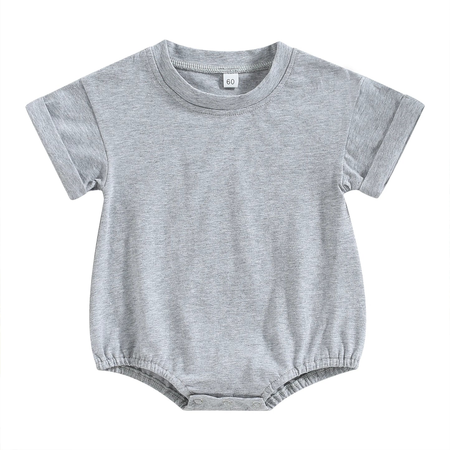 Citgeett Summer Infant Baby Boys Girls Bodysuit Short Sleeve Solid Color Jumpsuit Solid Casual Clothes