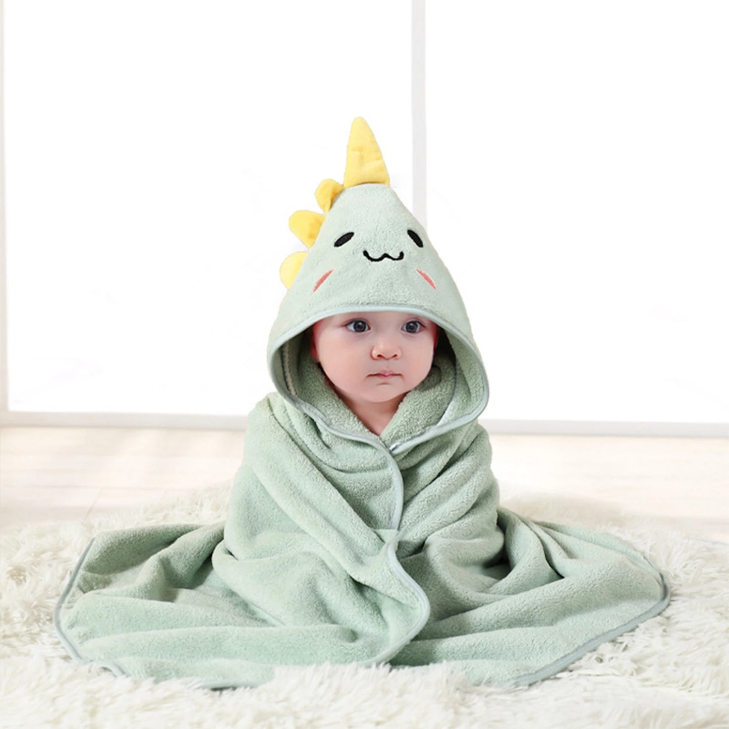 Baby Animal-Shaped Bathrobe, Quick-Absorbing Soft Hooded Bath Towel, Baby Wrap Blanket, Suitable for Bathroom, Beach, and Multiple Bathing Scenarios, a Holiday Gift for Children