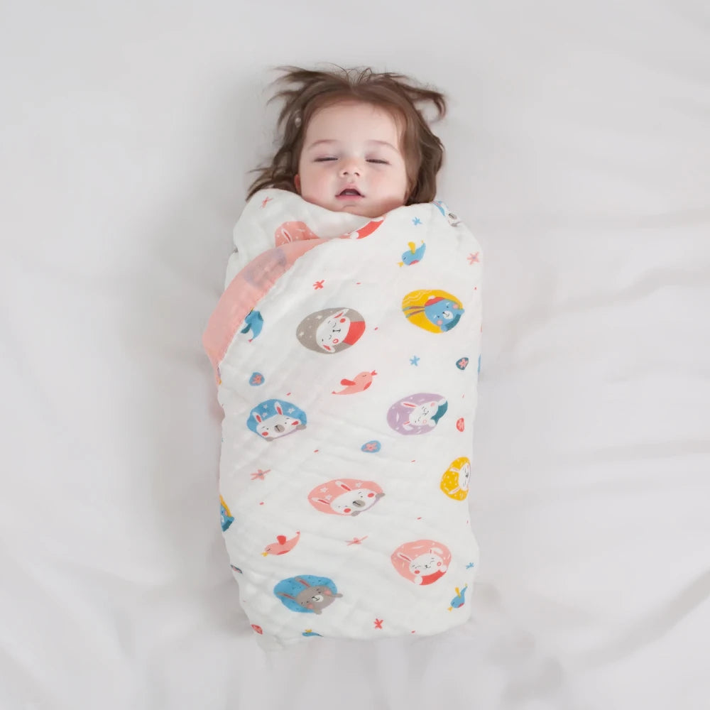 6 Layers Gauze Bath Towel Baby Blanket 110*110Cm Soft Breathable Muslin Cotton Absorbent Towel Infant Wrap Newborn Swaddle