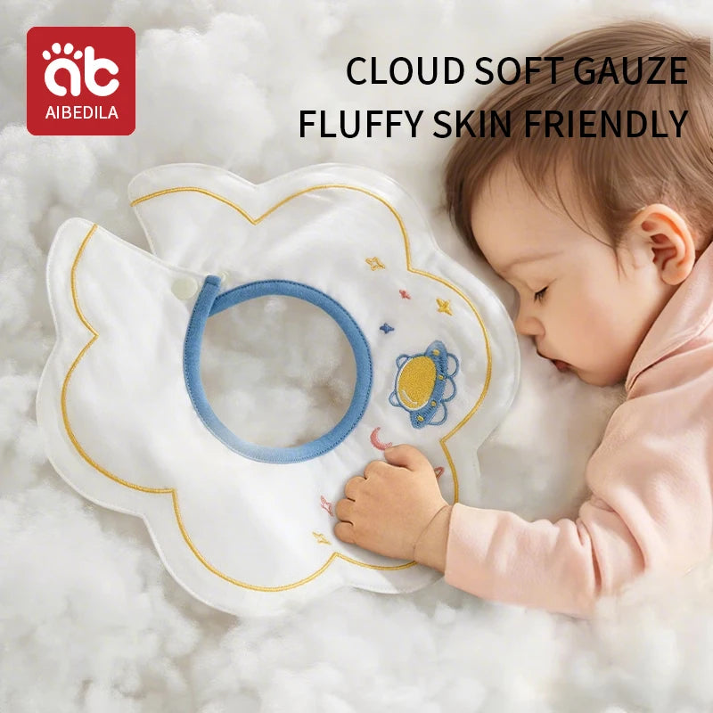 3pcs New Cotton Baby Bib Embroidery Bib Baby Drool Towel Boys and Girls Drool Pocket Waterproof Baby