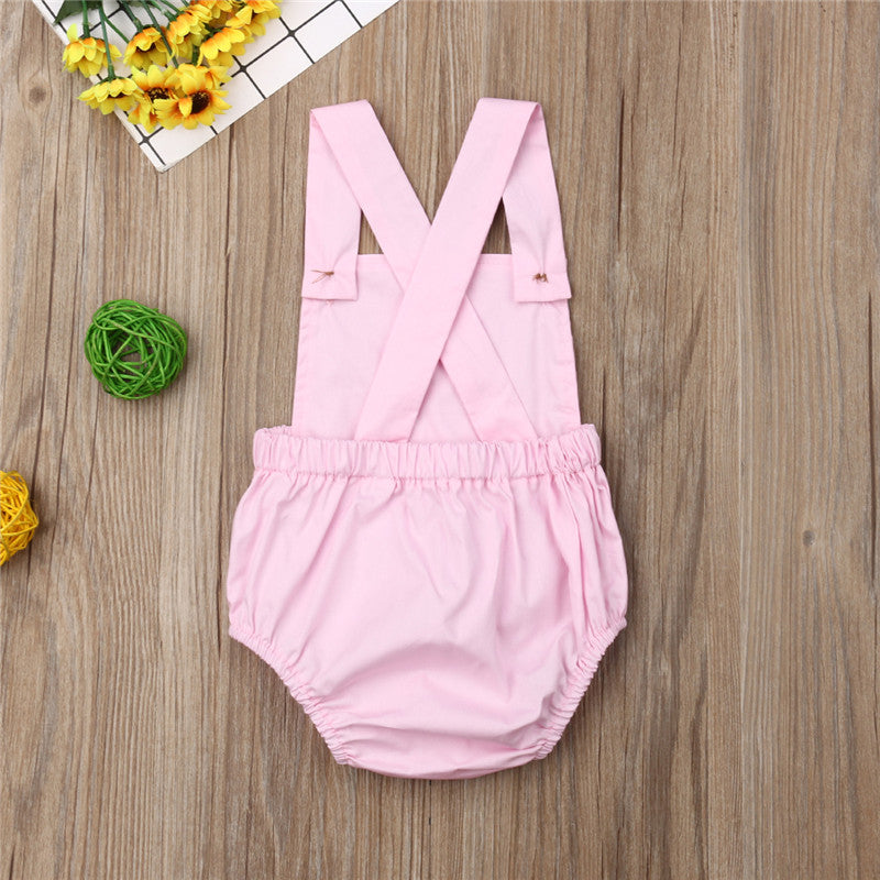 0-36m Unisex Baby Cotton Romper Sleeveless Suspender Solid Stripe Boys Jumpsuits With Button Casual Playsuits For Newborn Girls