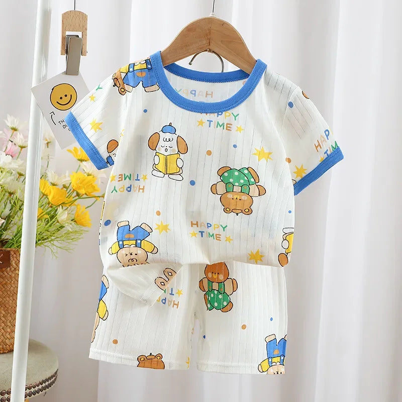 Baby Clothes New Summer Children's Clothing Children's Short-sleeved Shorts Suits Boys Girls Loungewear Outfit Children' Set