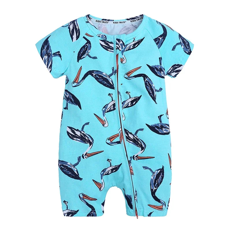 Summer Newborn Baby Cotton Bodysuits Infant Boy Girl Print Romper Fashion Short Sleeve Toddler Jumpsuit Soft Skin-friendly Thih