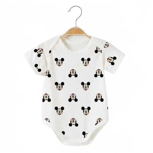 Unisex Baby Rompers Cartoon Mickey Short Sleeve Jumpsuits 0-12 Months Comfortable Cotton Romper for Baby Boys Or Girls
